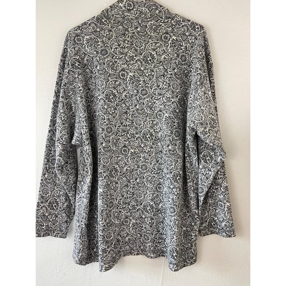 Men's David Wayne Paisley Shirt L/S Grey Polo - Picture 5 of 6